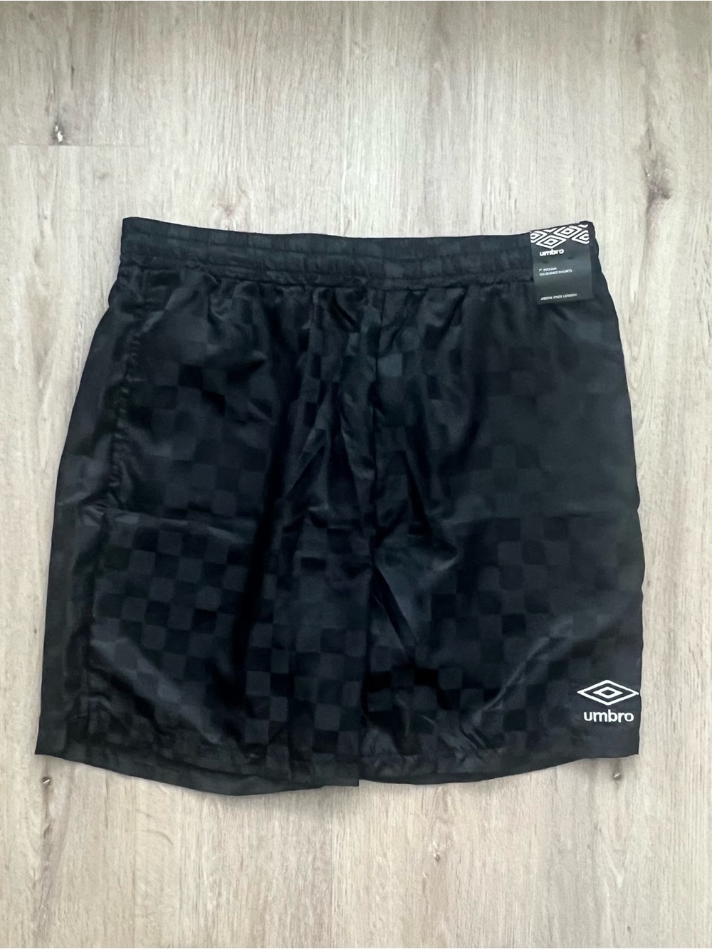 Vintage 90s Y2K Umbro Soccer Shorts Mens Medium Black Checkered Made in USA